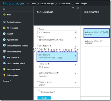 DBCreate SQLAzure wizard