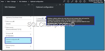 SQLAzure DB collation