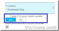 Need V12 Database SQLAzure