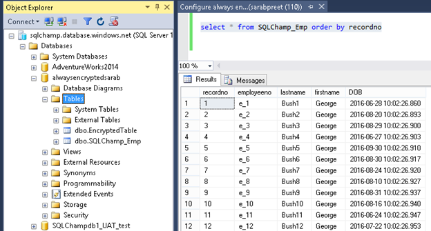 SQLChamp_Emp table data needs to be encrypted