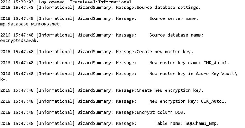 Always Encrypted - log Report