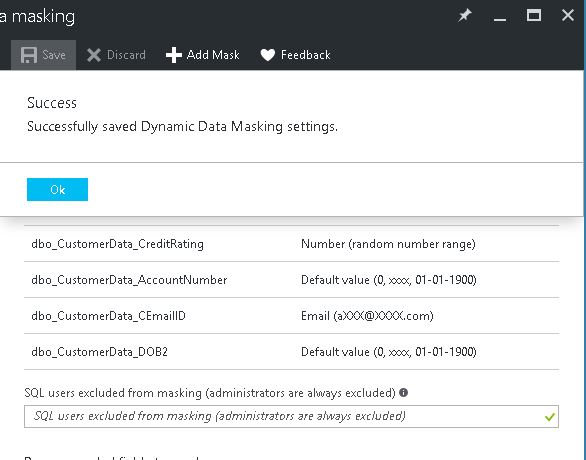 Configure Dynamic Data Masking using Azure SQL Database portal